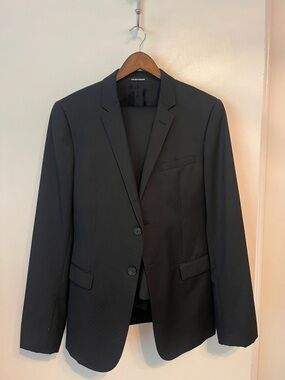 Emporio Armani David Line Made In Italy Men’s Suit Black Birdseye Two Button